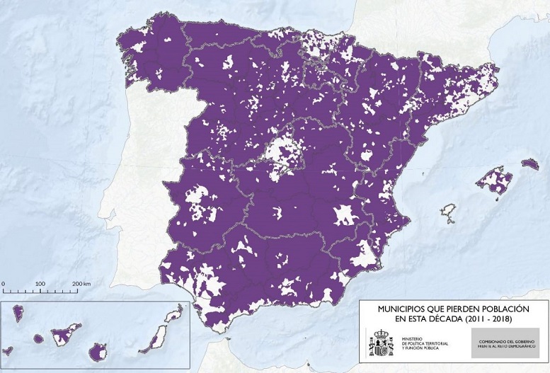 Municipios que pierden población (2011 - 2018)
