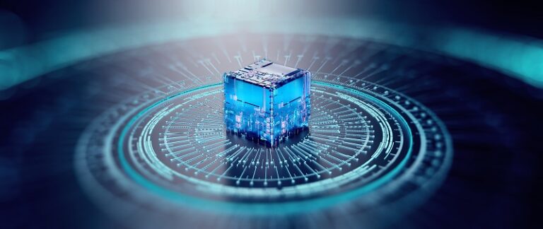 Printed circuit board futuristic server. 3d rendering